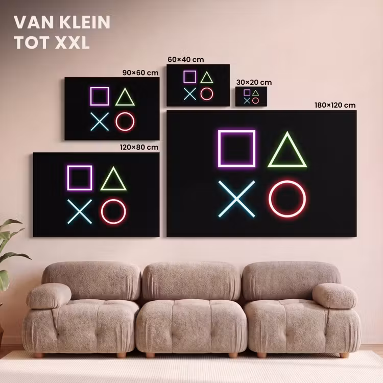 Canvas schilderij - Gaming - Neon - Console - Zwart - Controller - Gamen — 8