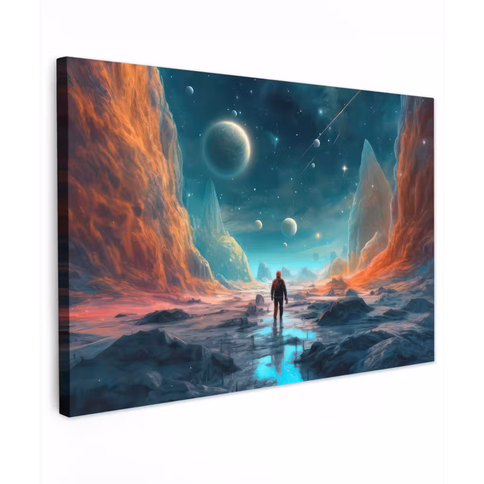Canvas schilderij - Bergen - Ruimte - Planeten - Astronaut — 1