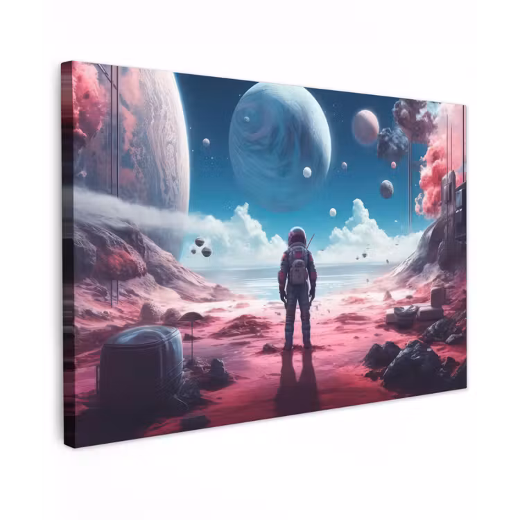 Canvas schilderij - Astronaut - Ruimte - Planeten - Wolken — 1