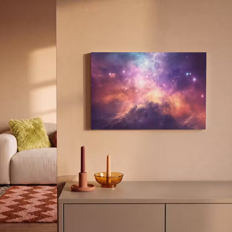 Canvas schilderij - Berg - Sterrenhemel - Ruimte - Neon — 2