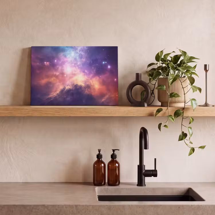 Canvas schilderij - Berg - Sterrenhemel - Ruimte - Neon — 4