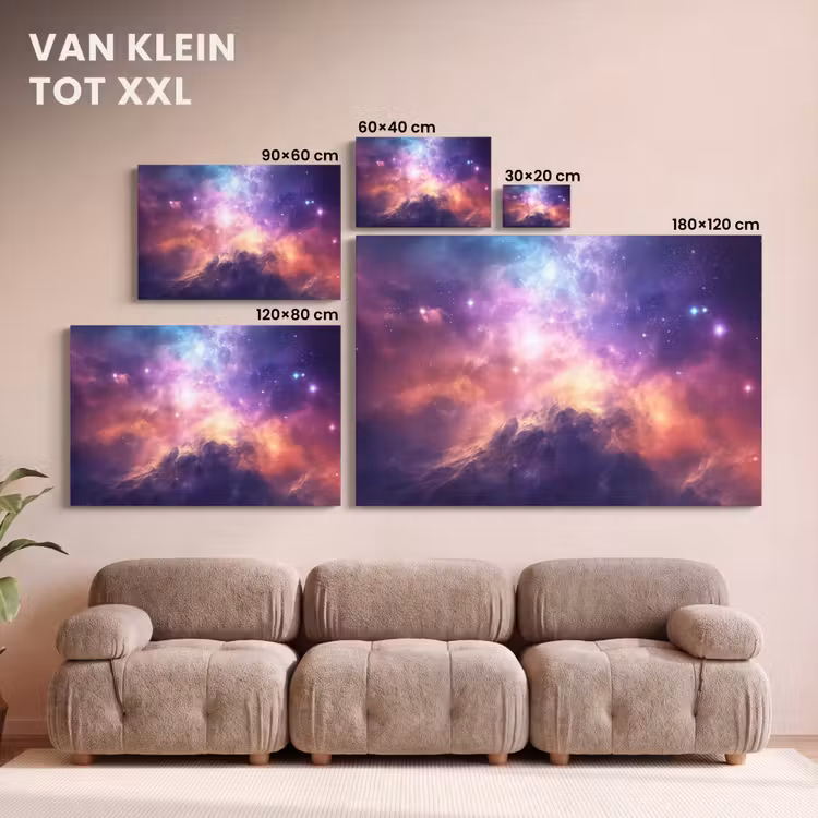 Canvas schilderij - Berg - Sterrenhemel - Ruimte - Neon — 7