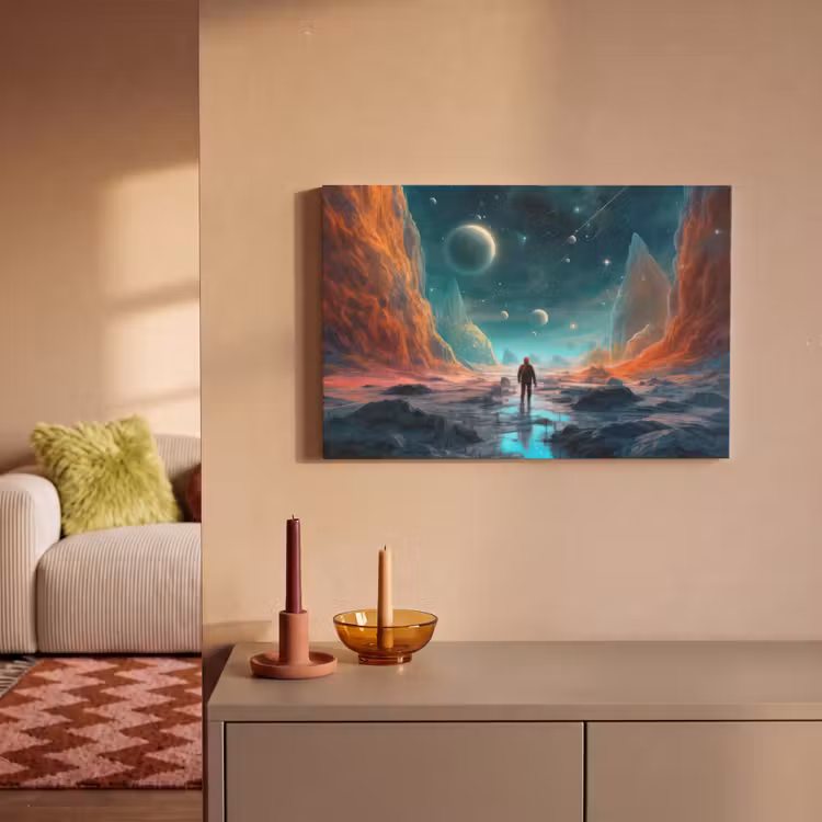 Canvas schilderij - Bergen - Ruimte - Planeten - Astronaut — 2