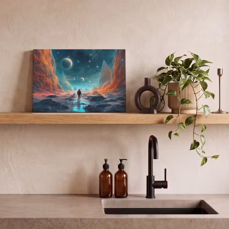 Canvas schilderij - Bergen - Ruimte - Planeten - Astronaut — 4