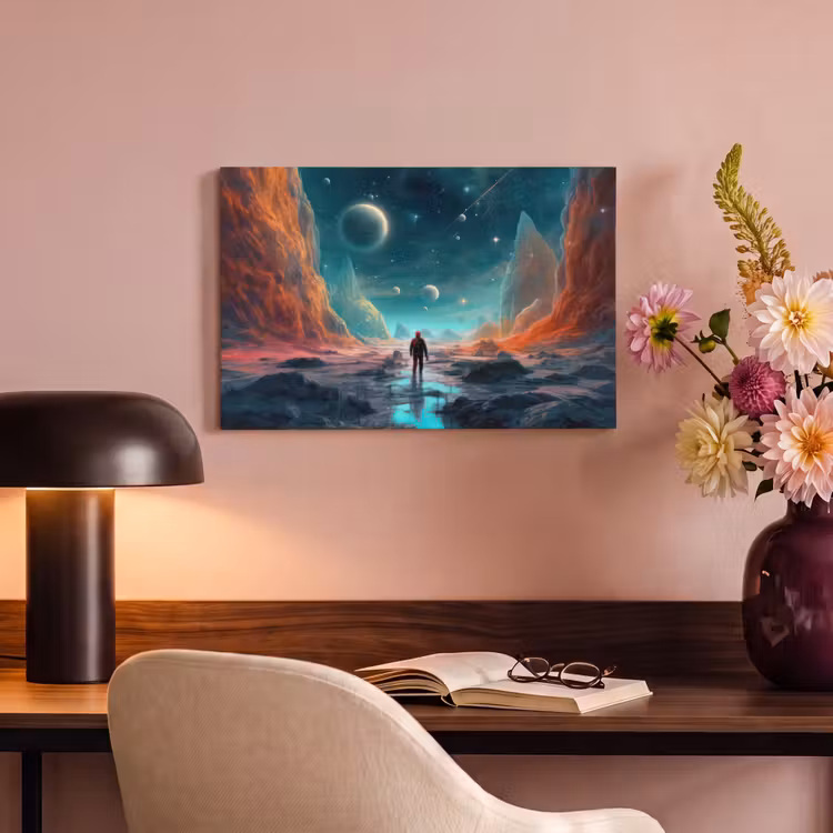 Canvas schilderij - Bergen - Ruimte - Planeten - Astronaut — 6
