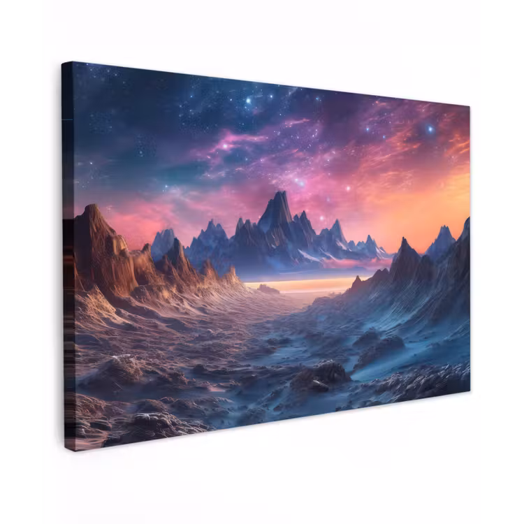 Canvas schilderij - Bergen - Sterren - Kleurrijk - Neon — 1