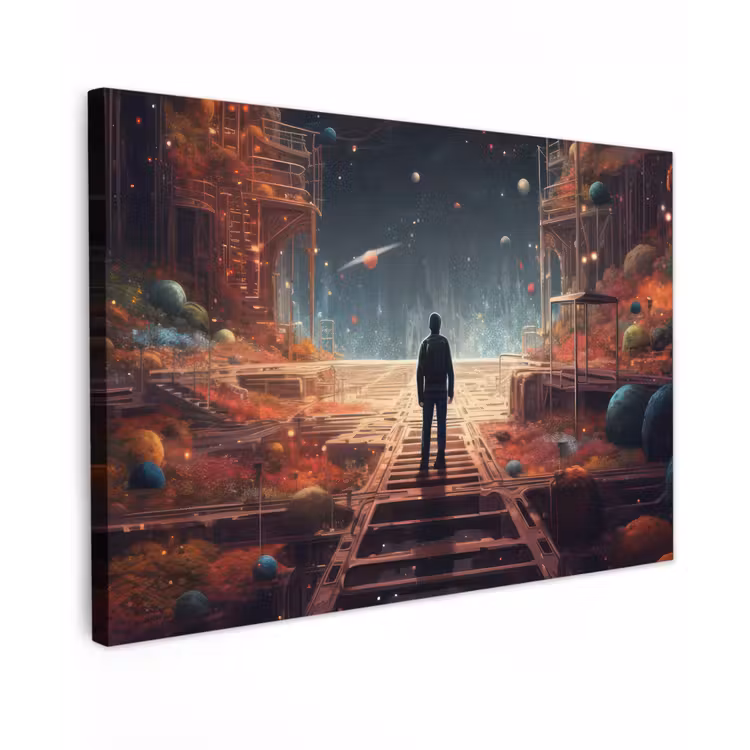 Canvas schilderij - Buitenaards - Astronaut - Planeten - Ruimte — 1