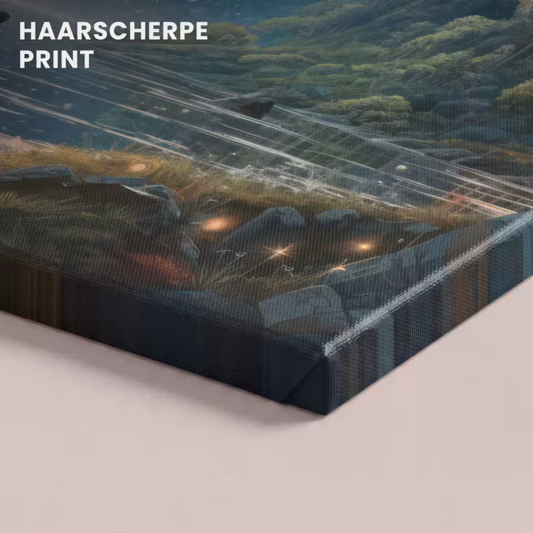 Canvas schilderij - Gebergte - Water - Maan - Sterren — 5