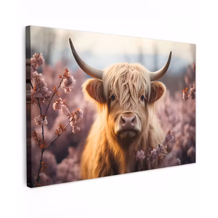 Canvas schilderij - Schotse hooglander - Lente - Hooglanden — 1