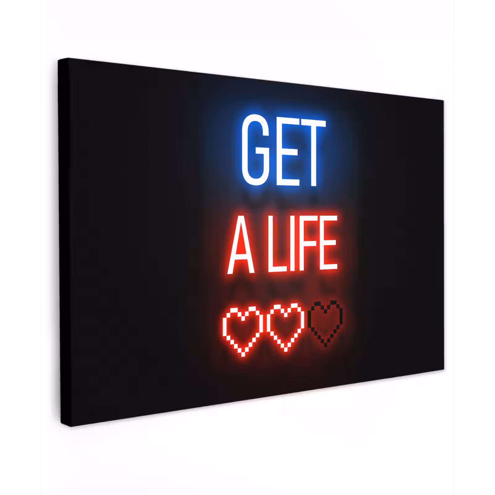 Canvas schilderij - Gaming - Tekst - Get a life - Neon - Zwart — 1