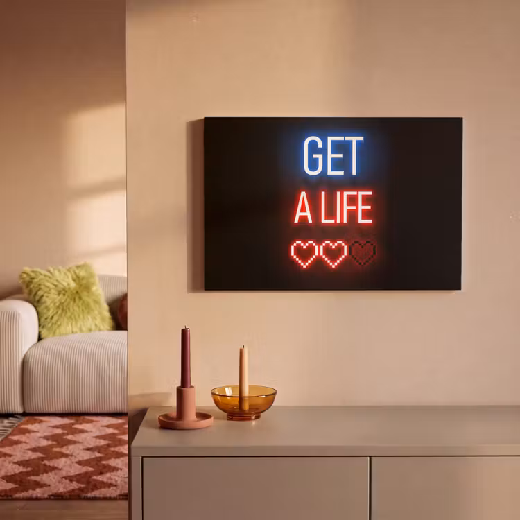 Canvas schilderij - Gaming - Tekst - Get a life - Neon - Zwart — 2