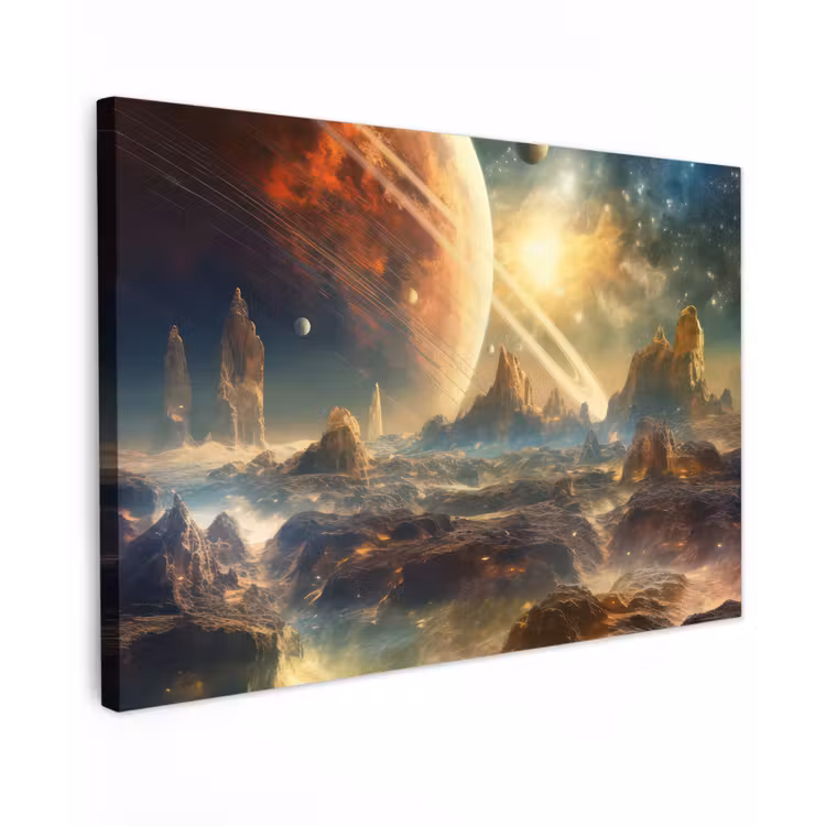 Canvas schilderij - Gebergte - Planeet - Ruimte - Sterren — 1