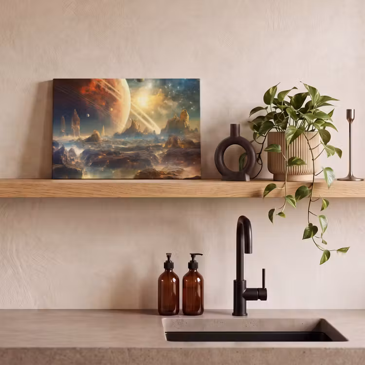 Canvas schilderij - Gebergte - Planeet - Ruimte - Sterren — 4