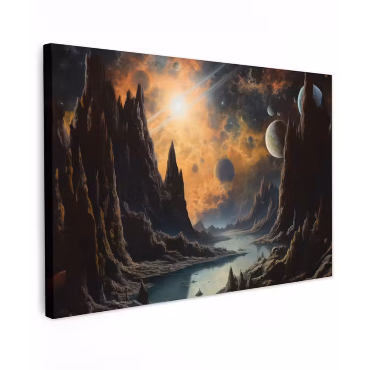 Canvas schilderij - Gebergte - Rafijn - Rivier - Planeten — 1