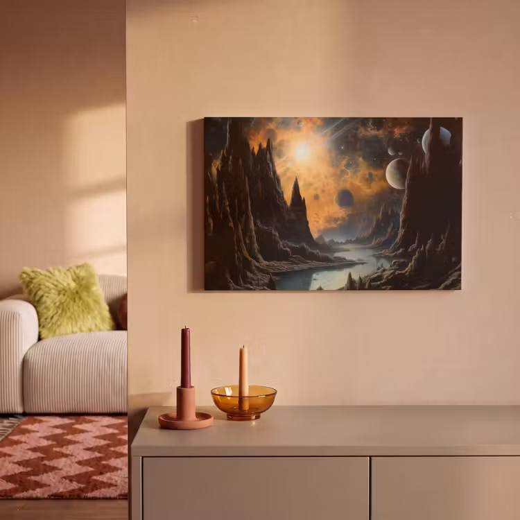 Canvas schilderij - Gebergte - Rafijn - Rivier - Planeten — 2