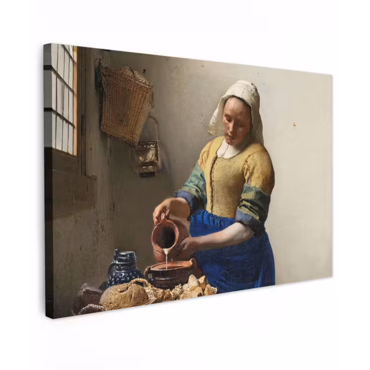 Canvas schilderij - Het melkmeisje - Schilderij van Johannes Vermeer — 1