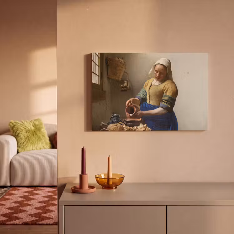 Canvas schilderij - Het melkmeisje - Schilderij van Johannes Vermeer — 2