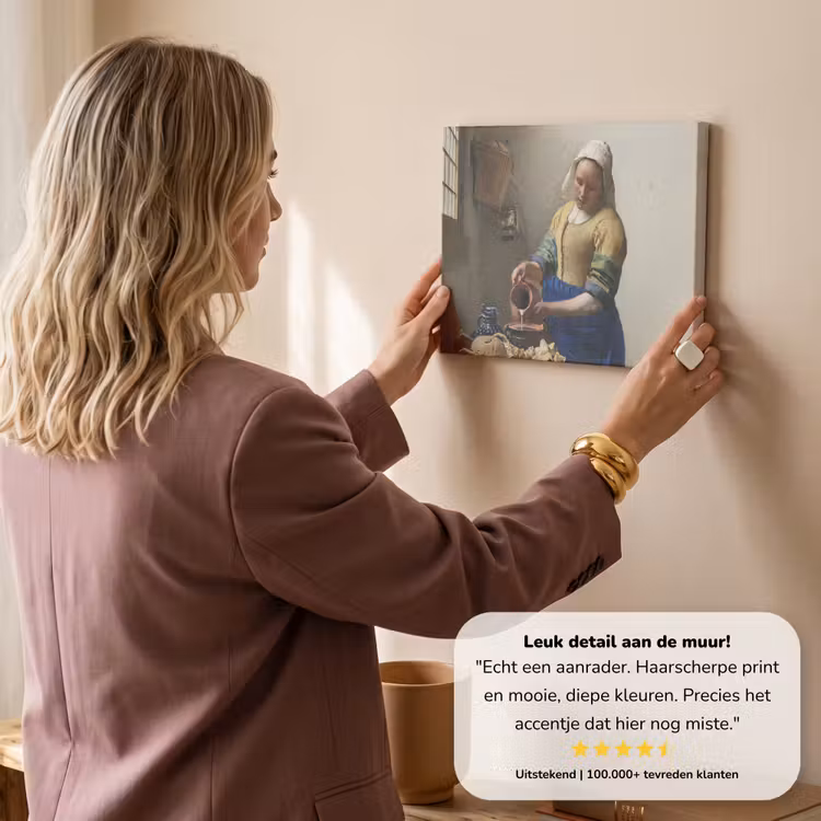 Canvas schilderij - Het melkmeisje - Schilderij van Johannes Vermeer — 3