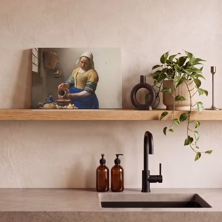 Canvas schilderij - Het melkmeisje - Schilderij van Johannes Vermeer — 4