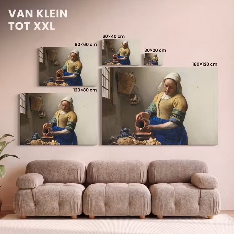 Canvas schilderij - Het melkmeisje - Schilderij van Johannes Vermeer — 8
