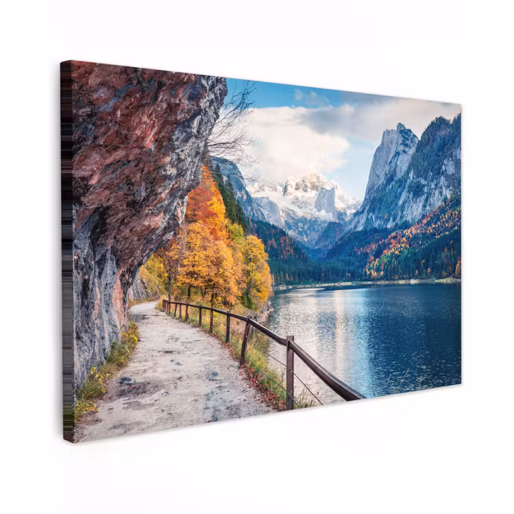Canvas schilderij - Bergen - Meer - Pad - Natuur - Water — 1