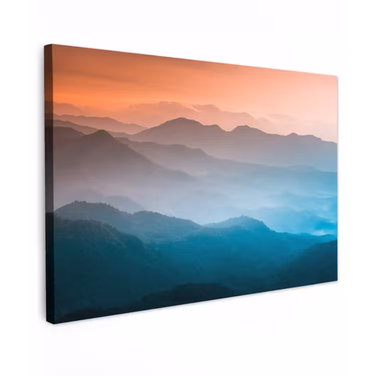 Canvas schilderij - Bergen - Zon - Oranje - Natuur — 1
