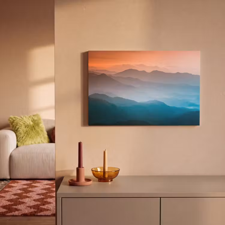Canvas schilderij - Bergen - Zon - Oranje - Natuur — 2