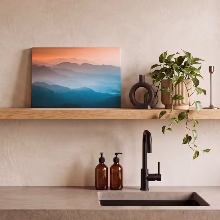 Canvas schilderij - Bergen - Zon - Oranje - Natuur — 4