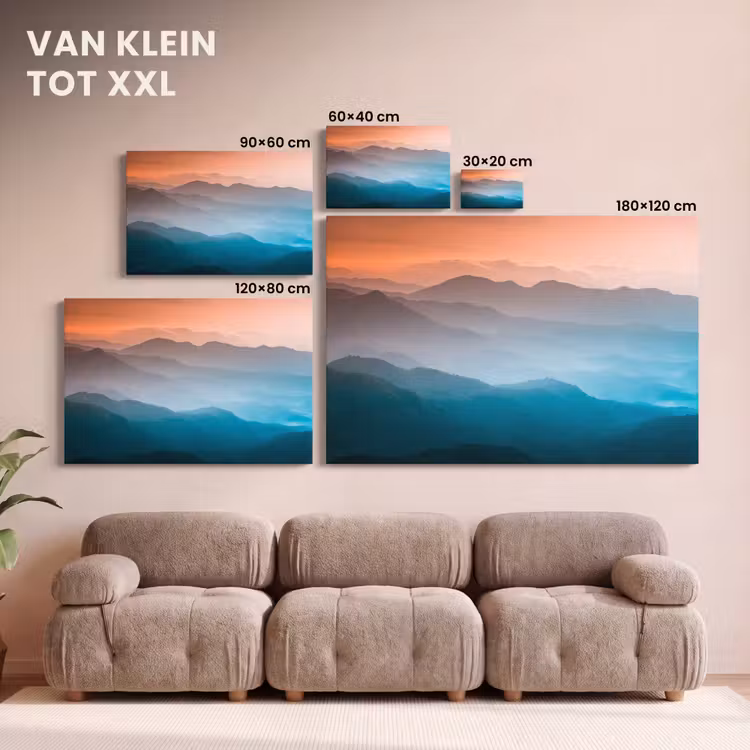 Canvas schilderij - Bergen - Zon - Oranje - Natuur — 8