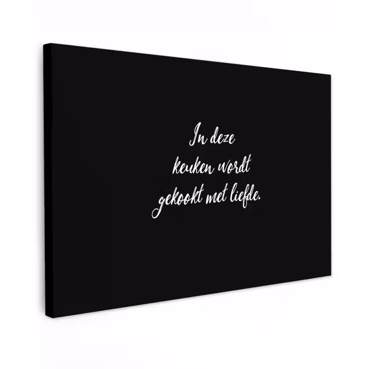 Canvas schilderij - In deze keuken wordt gekookt met liefde - Koken - Spreuken - Quotes - Liefde — 1