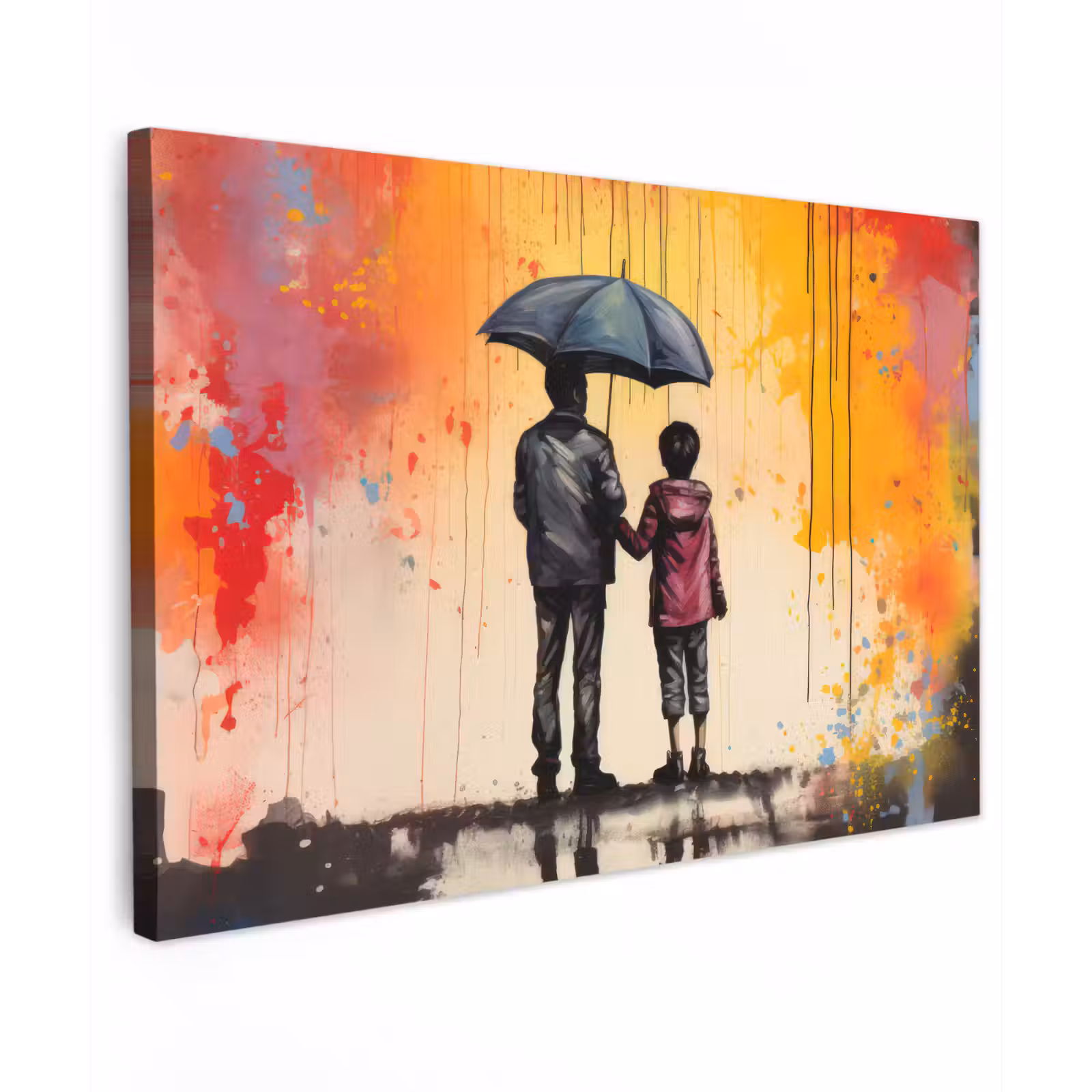 Canvas schilderij - Graffiti - Paraplu - Mensen - Kleuren - Kunst — 1