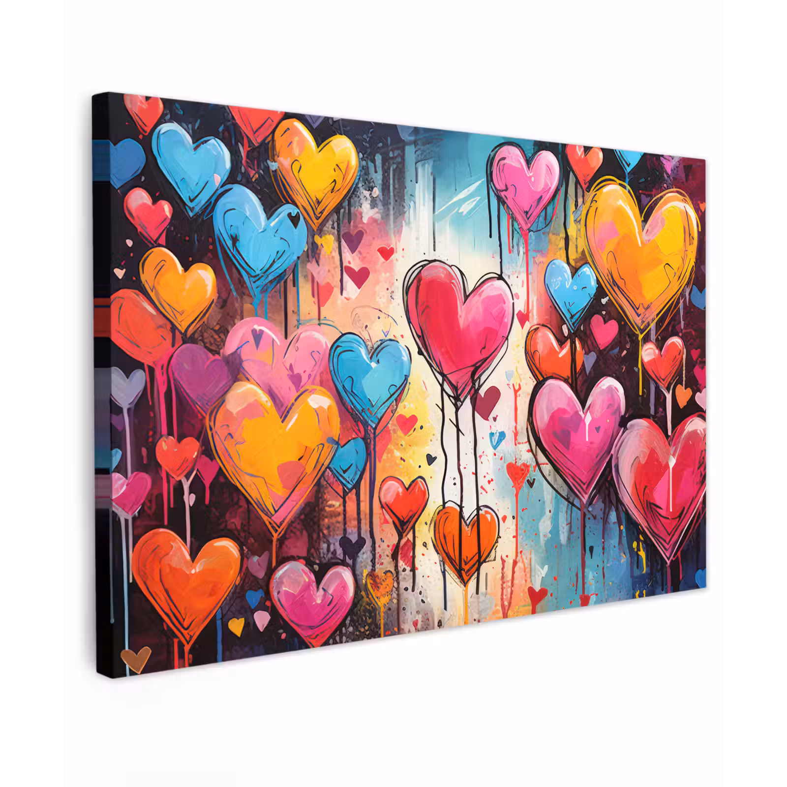 Canvas schilderij - Hartjes - Kleuren - Kunst - Liefde — 1