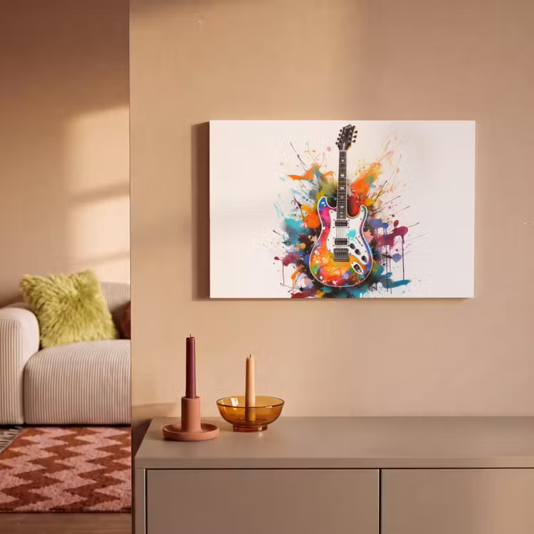 Canvas schilderij - Gitaar - Graffiti - Muziek - Wit — 2