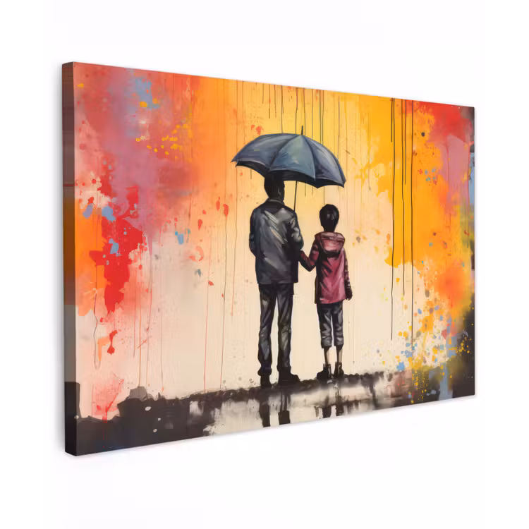 Canvas schilderij - Graffiti - Paraplu - Mensen - Kleuren - Kunst — 1