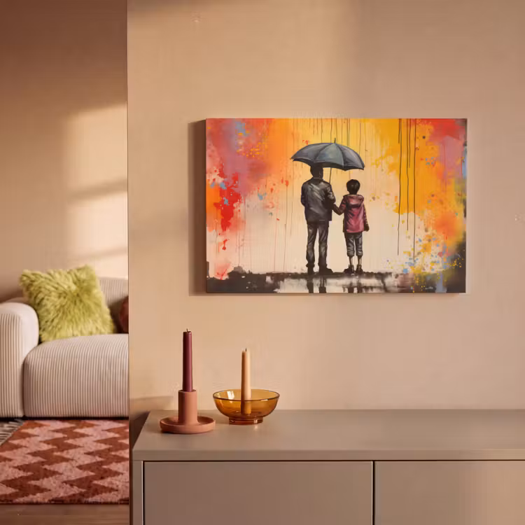 Canvas schilderij - Graffiti - Paraplu - Mensen - Kleuren - Kunst — 2