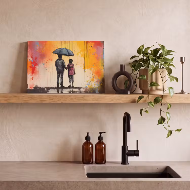 Canvas schilderij - Graffiti - Paraplu - Mensen - Kleuren - Kunst — 4