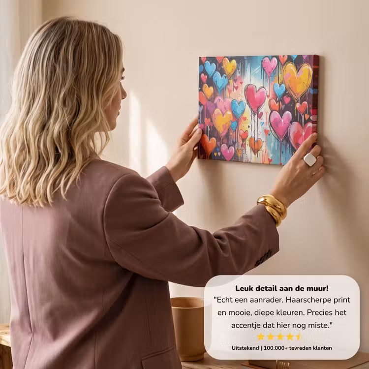 Canvas schilderij - Hartjes - Kleuren - Kunst - Liefde — 3