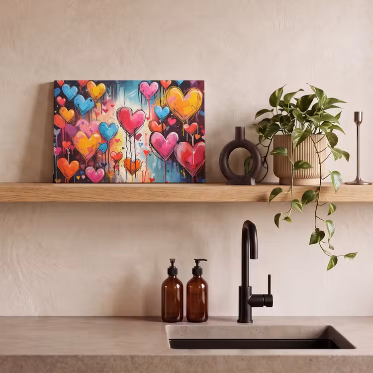 Canvas schilderij - Hartjes - Kleuren - Kunst - Liefde — 4