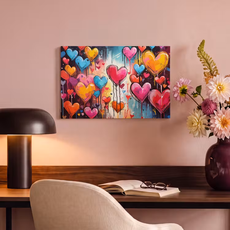 Canvas schilderij - Hartjes - Kleuren - Kunst - Liefde — 6