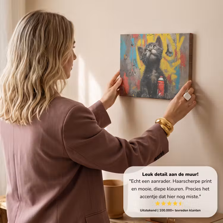 Canvas schilderij - Graffiti - Kitten - Street art - Kat — 3