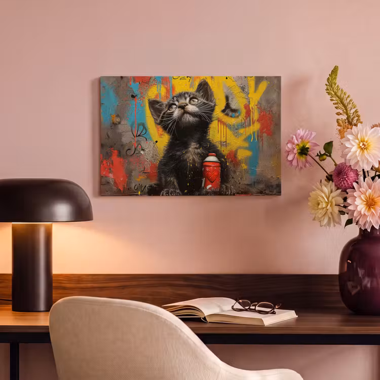 Canvas schilderij - Graffiti - Kitten - Street art - Kat — 6