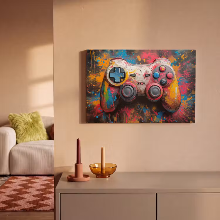 Canvas schilderij - Graffiti - Gaming - Controller - Verf — 2