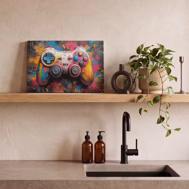 Canvas schilderij - Graffiti - Gaming - Controller - Verf — 4