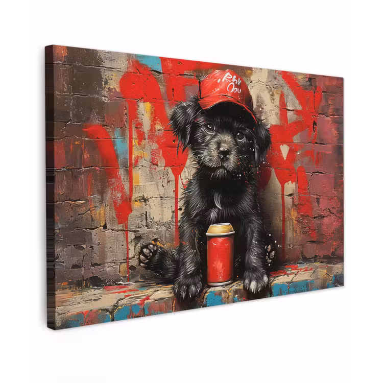 Canvas schilderij - Graffiti - Hond - Pet - Puppy — 1