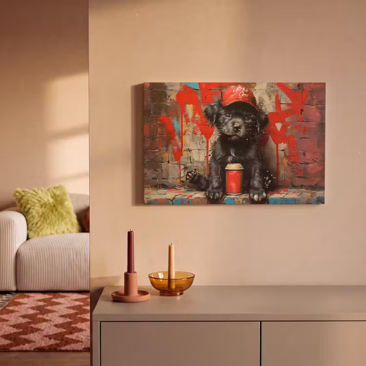 Canvas schilderij - Graffiti - Hond - Pet - Puppy — 2