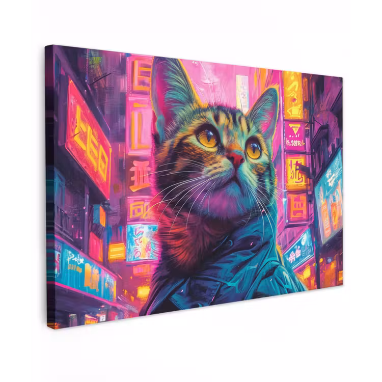 Canvas schilderij - Graffiti - Kat - Pop art - China - Neon — 1