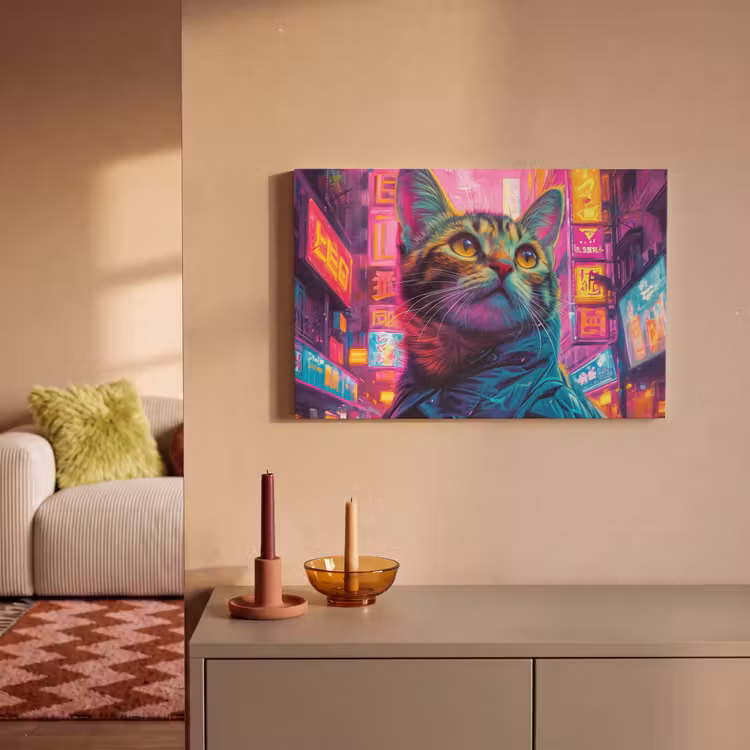 Canvas schilderij - Graffiti - Kat - Pop art - China - Neon — 2
