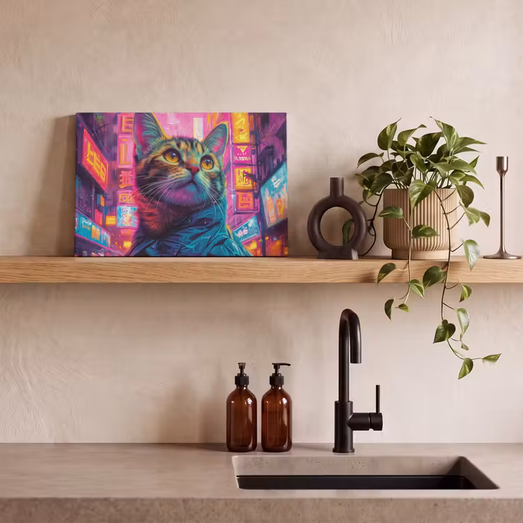 Canvas schilderij - Graffiti - Kat - Pop art - China - Neon — 4