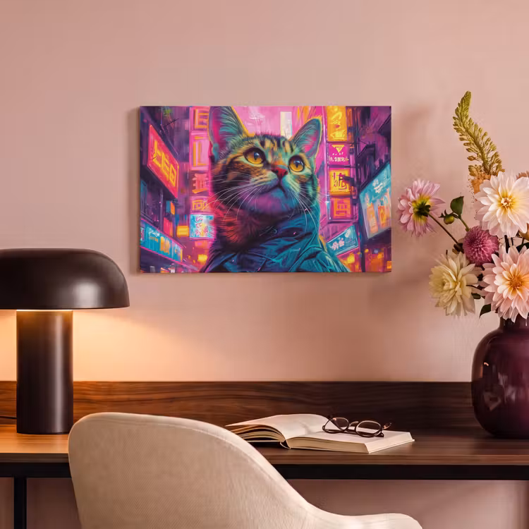 Canvas schilderij - Graffiti - Kat - Pop art - China - Neon — 6