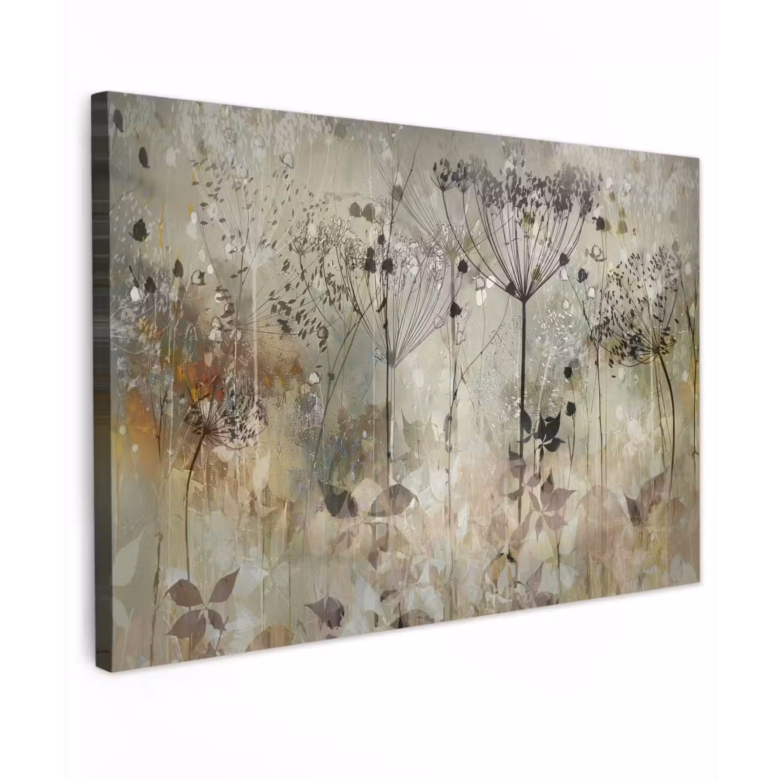 Canvas schilderij - Bloemen - Grijs - Natuur - Kunst — 1